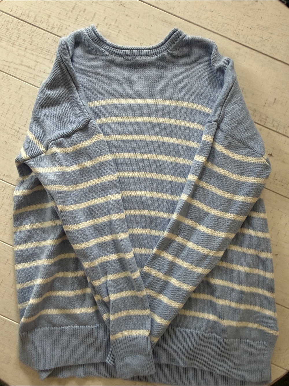 Vineyard Vines Blue & Cream Striped Crewneck Sweater